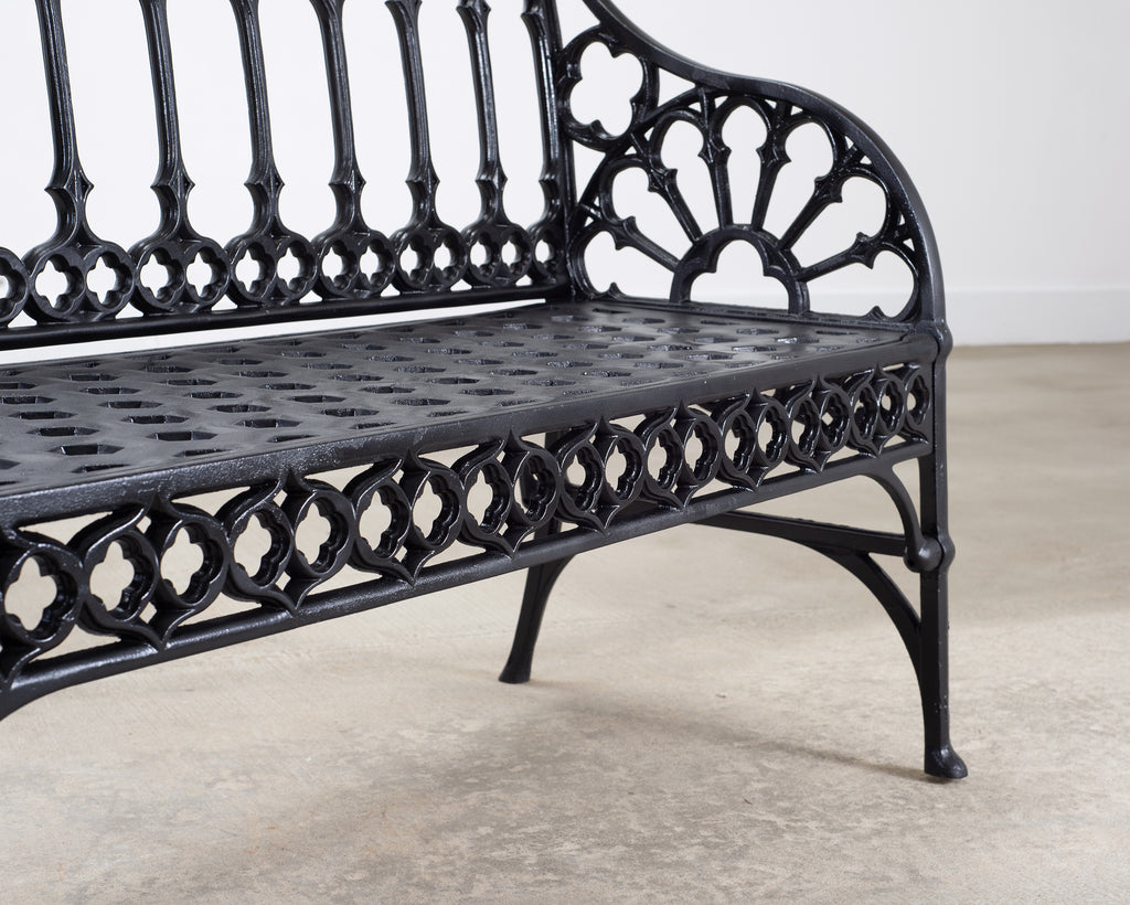 English Coalbrookdale Style Cast Gothic Revival Garden Bench