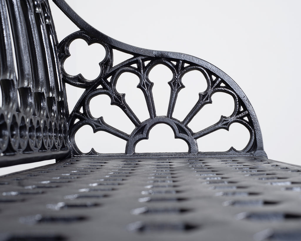 English Coalbrookdale Style Cast Gothic Revival Garden Bench