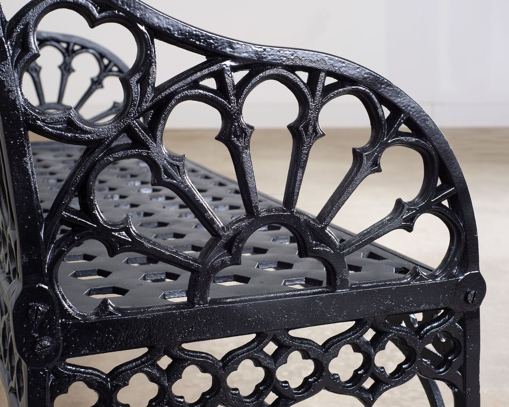 English Coalbrookdale Style Cast Gothic Revival Garden Bench