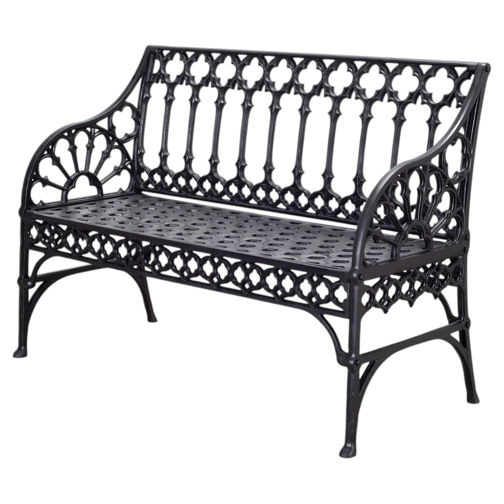 English Coalbrookdale Style Cast Gothic Revival Garden Bench