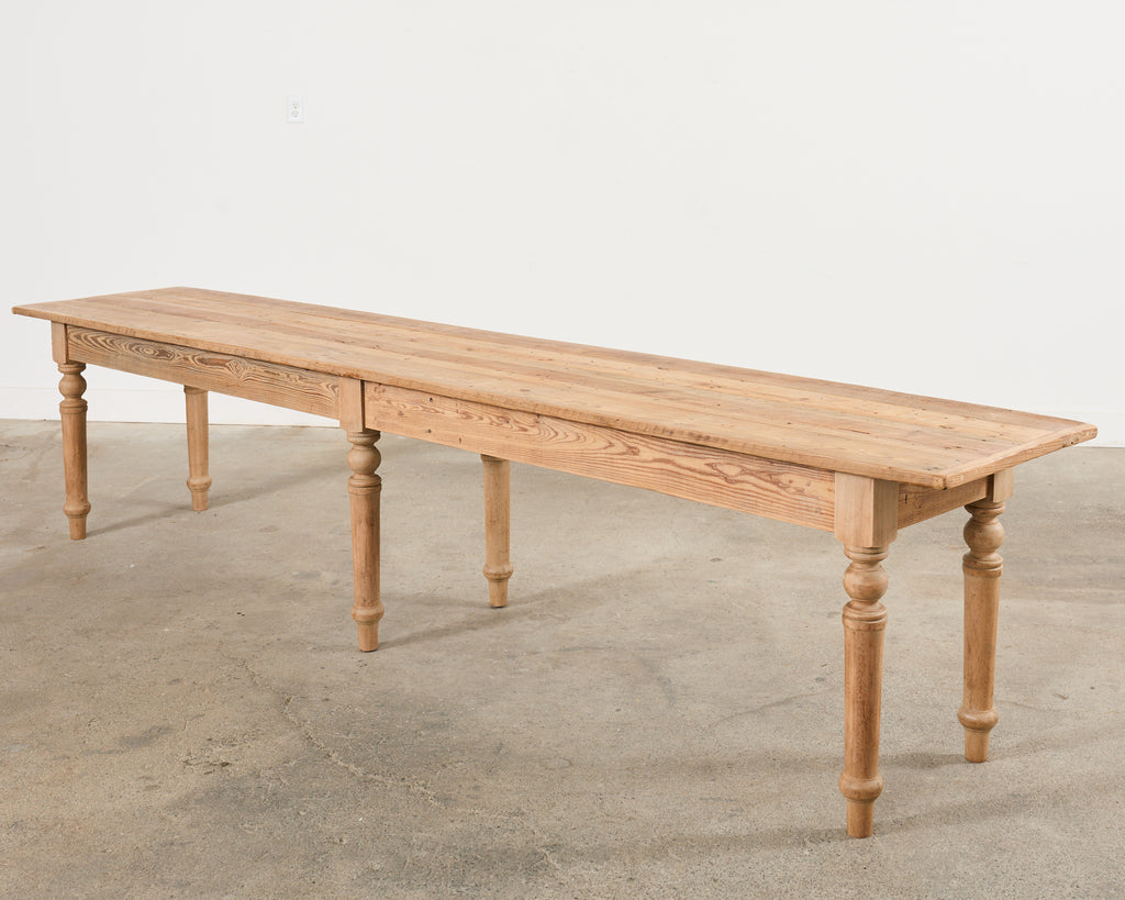 Country French Bleached Oak Pine Farmhouse Harvest Dining Table