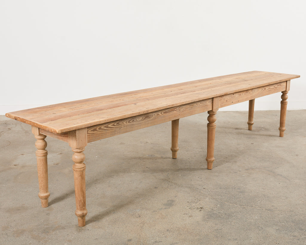 Country French Bleached Oak Pine Farmhouse Harvest Dining Table