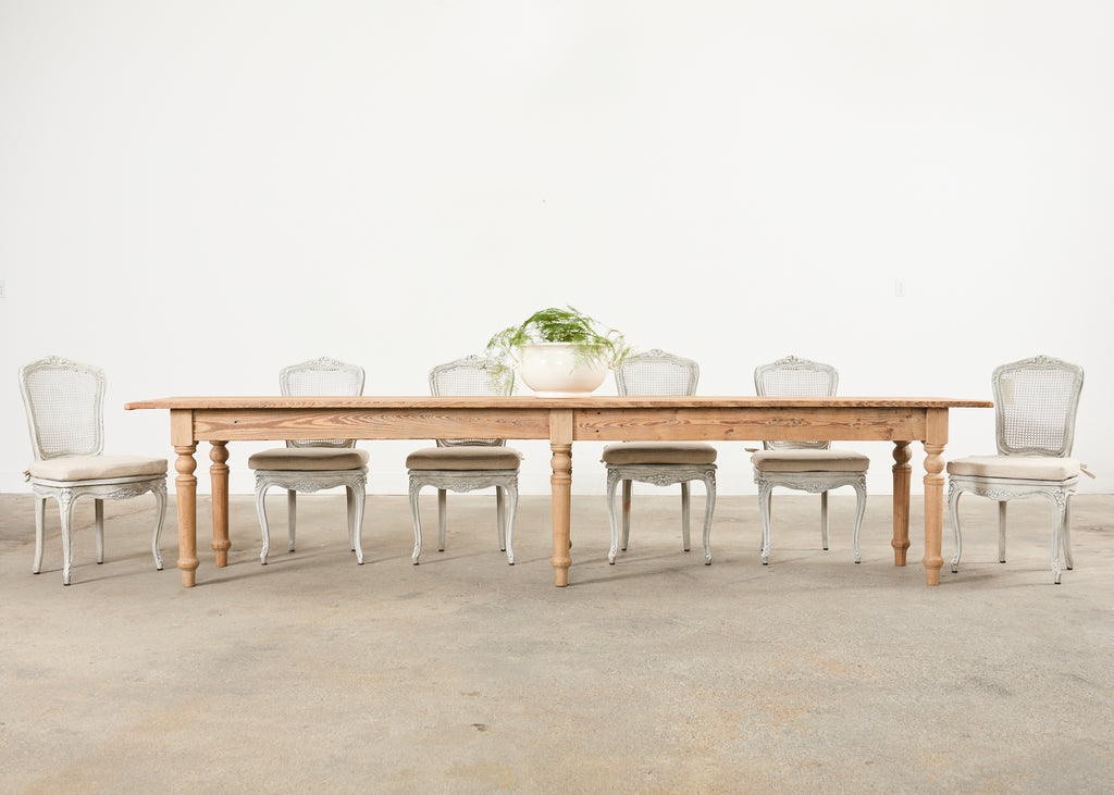 Country French Bleached Oak Pine Farmhouse Harvest Dining Table