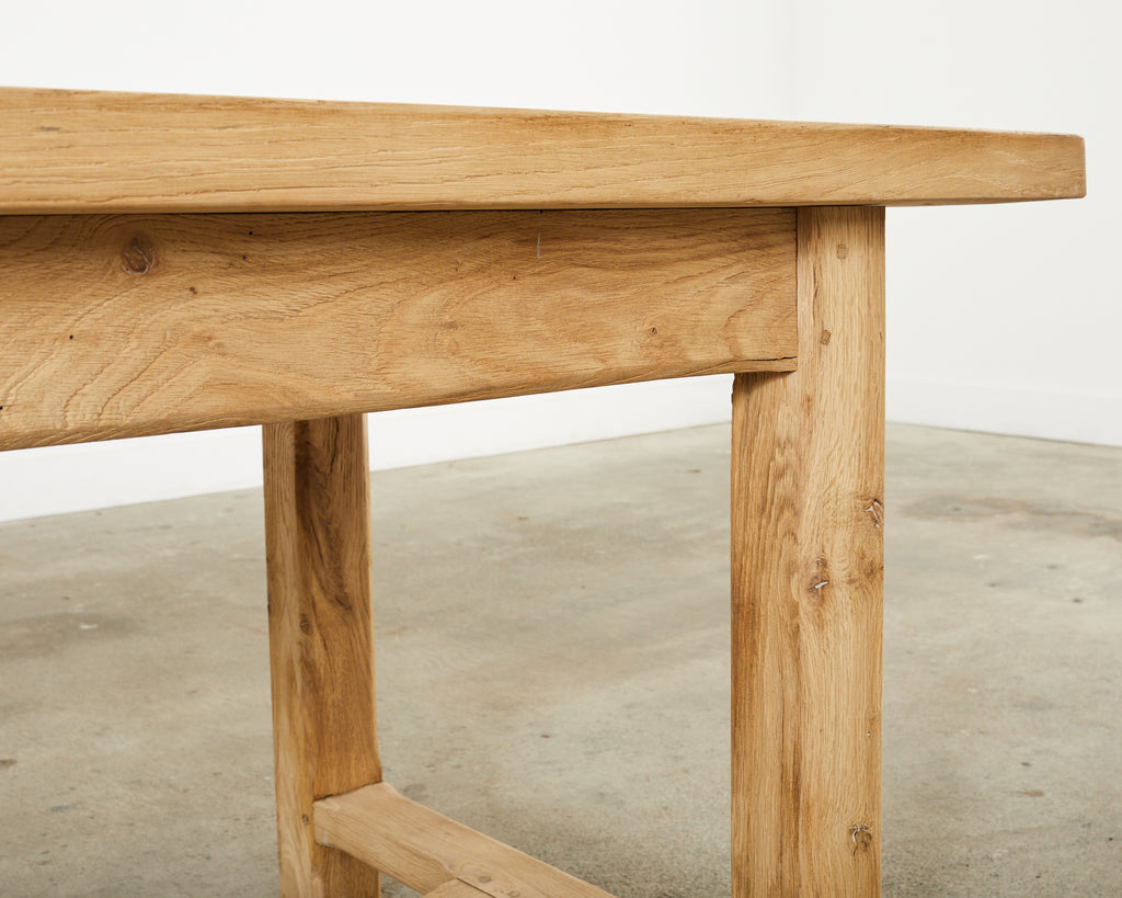 Country French Farmhouse Bleached Oak Trestle Dining Table