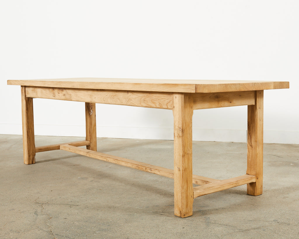 Country French Farmhouse Bleached Oak Trestle Dining Table