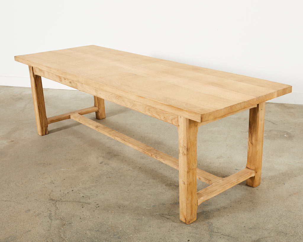 Country French Farmhouse Bleached Oak Trestle Dining Table