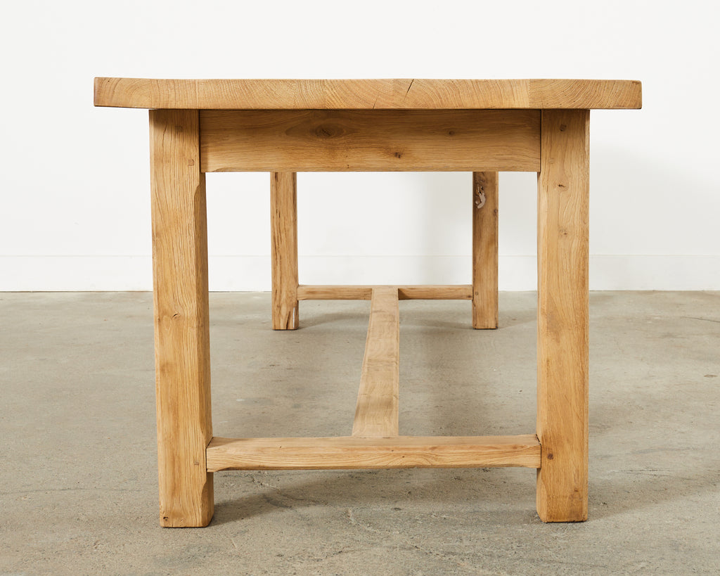 Country French Farmhouse Bleached Oak Trestle Dining Table