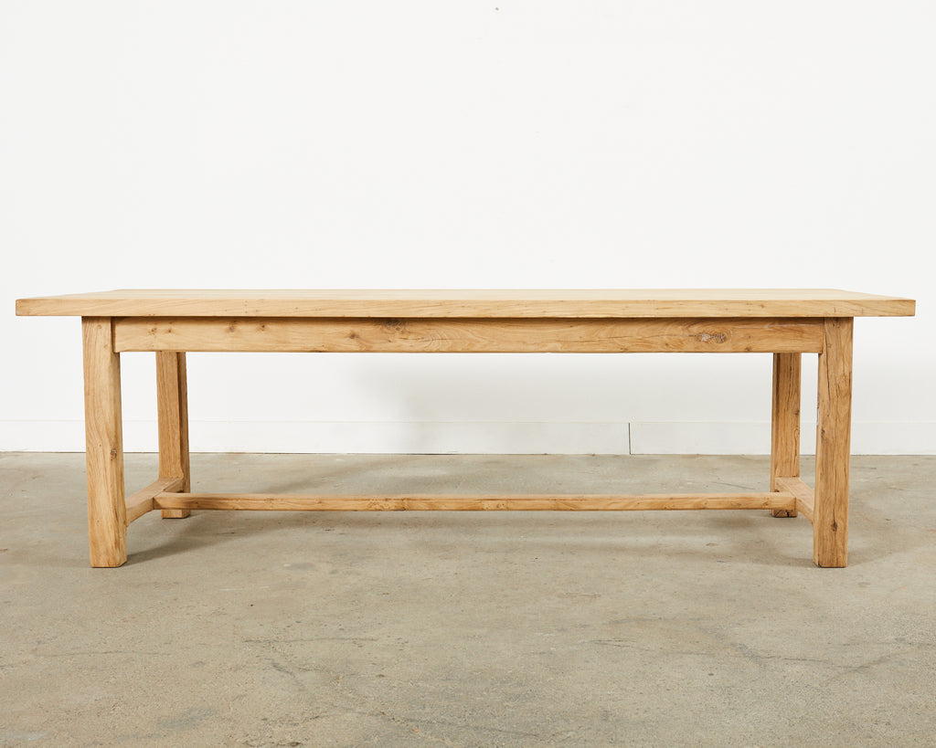 Country French Farmhouse Bleached Oak Trestle Dining Table