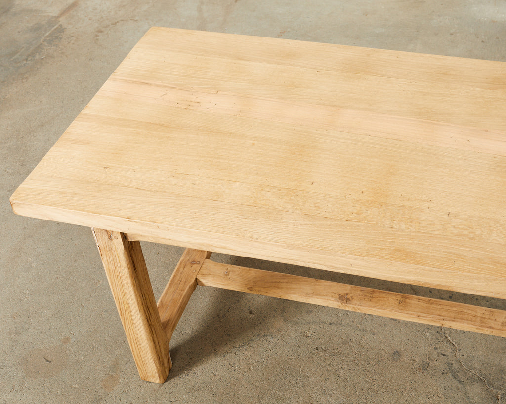 Country French Farmhouse Bleached Oak Trestle Dining Table