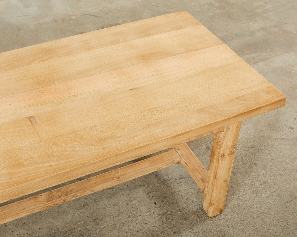 Country French Farmhouse Bleached Oak Trestle Dining Table