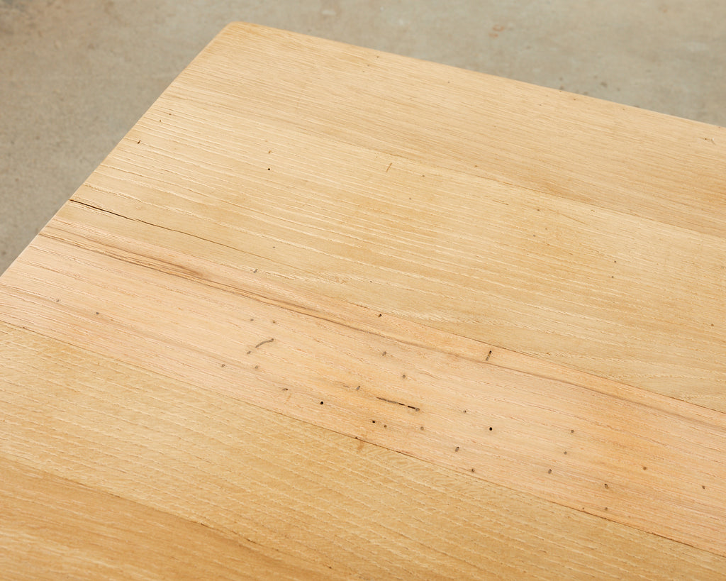 Country French Farmhouse Bleached Oak Trestle Dining Table