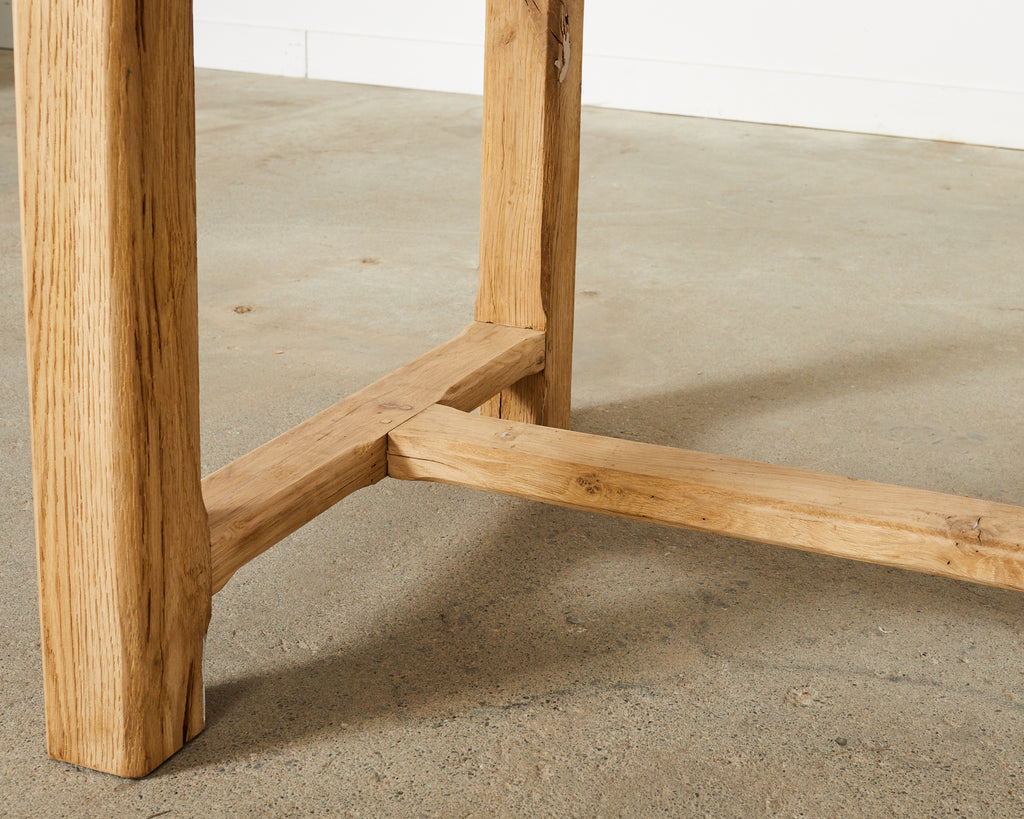Country French Farmhouse Bleached Oak Trestle Dining Table