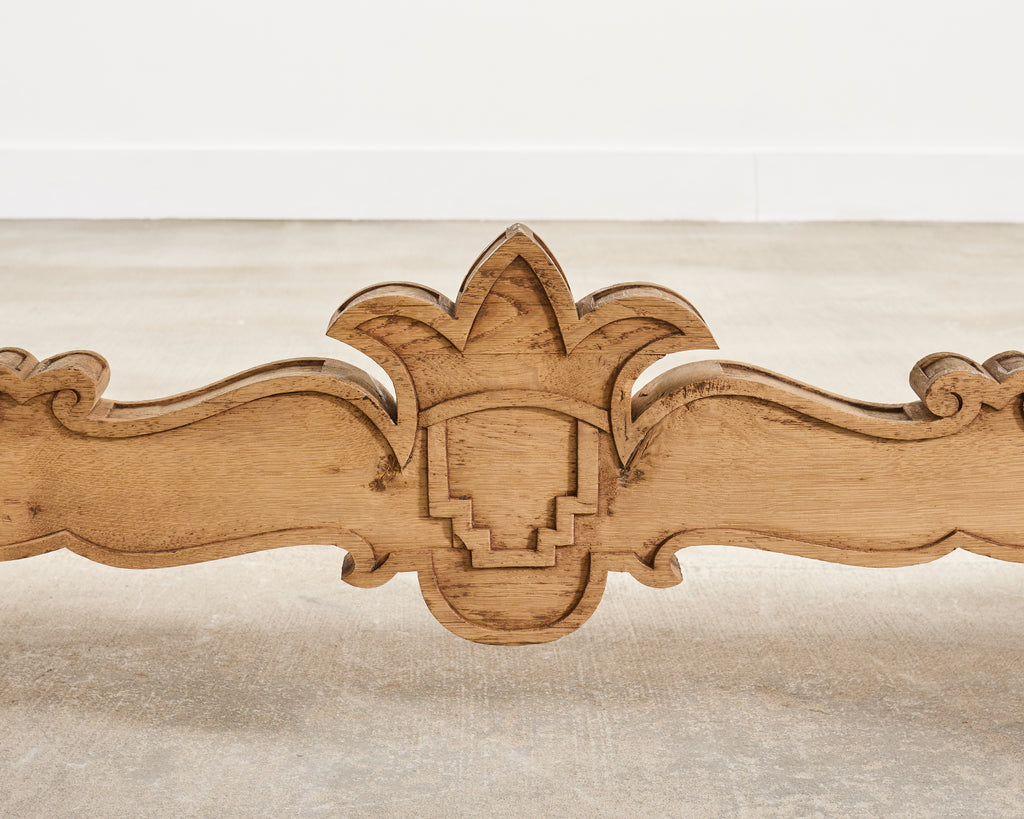 19th C. Spanish Baroque Bleached Oak Farmhouse Dining Table