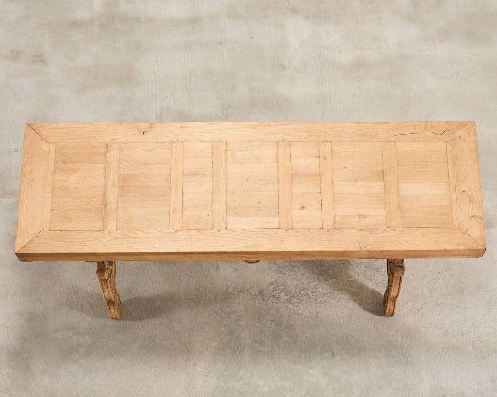 19th C. Spanish Baroque Bleached Oak Farmhouse Dining Table
