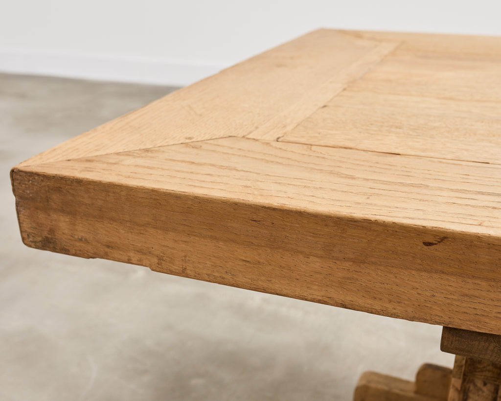 19th C. Spanish Baroque Bleached Oak Farmhouse Dining Table