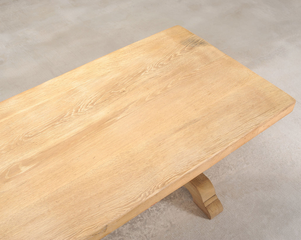 Country French Bleached Oak Farmhouse Dining Table 8.5 Ft