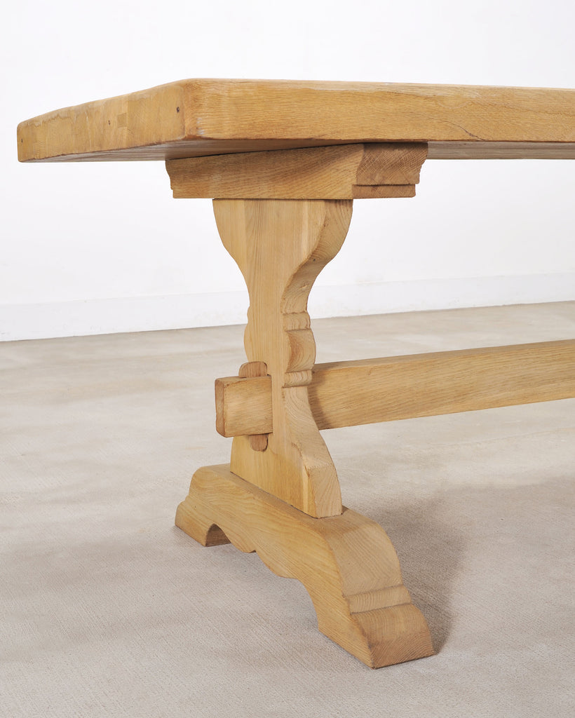 Country French Bleached Oak Farmhouse Dining Table 8.5 Ft