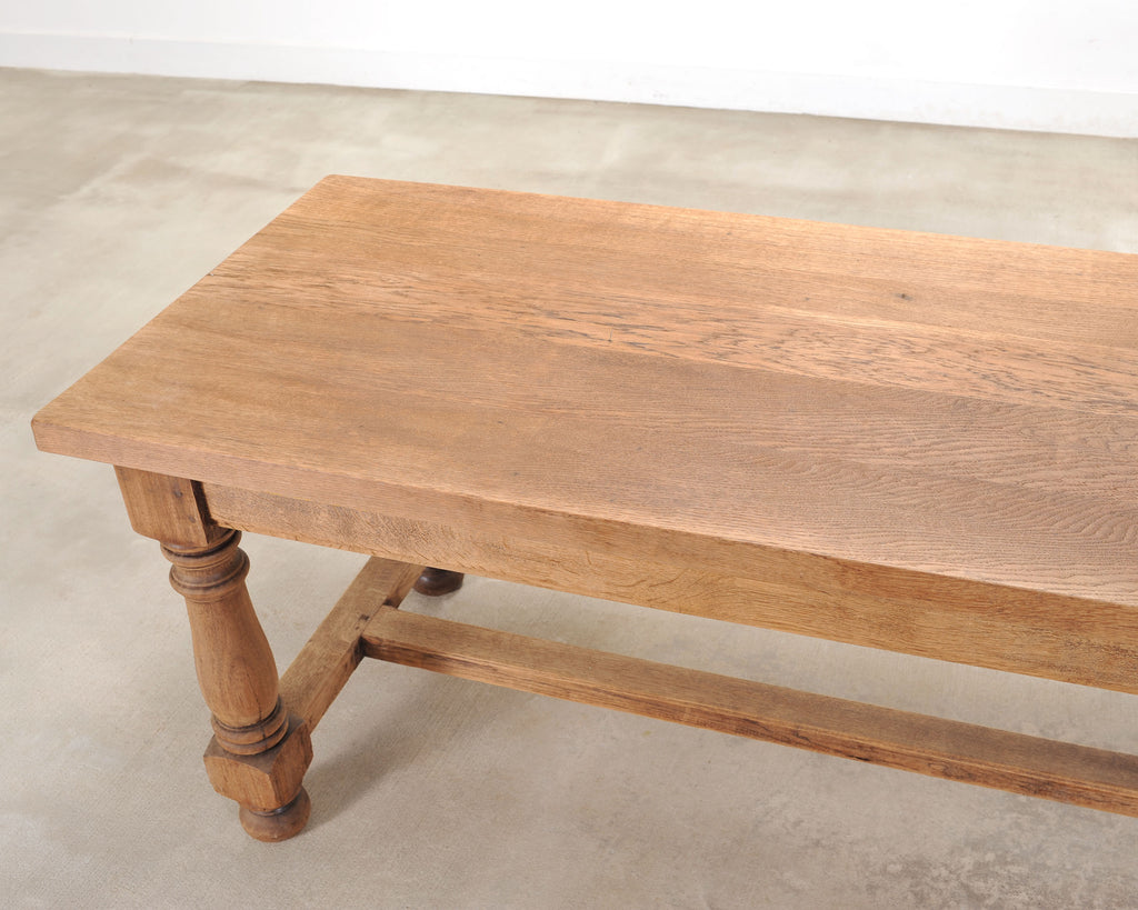 Country French Provincial Bleached Oak Farmhouse Dining Table 8 Ft