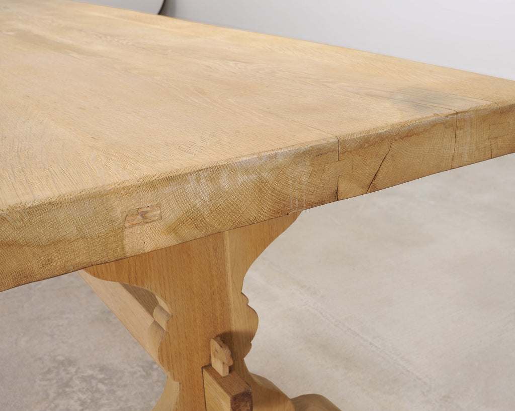Country French Bleached Oak Farmhouse Dining Table 8.5 Ft