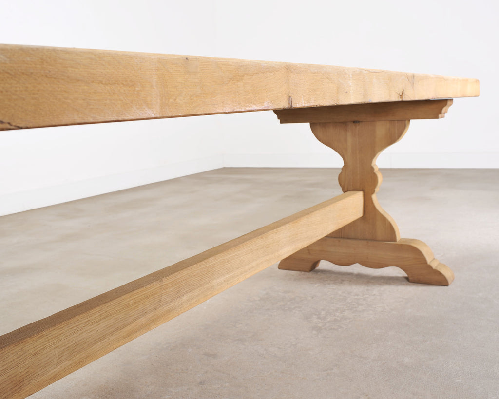 Country French Bleached Oak Farmhouse Dining Table 8.5 Ft