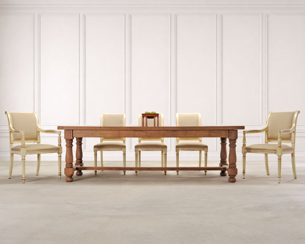Country French Provincial Bleached Oak Farmhouse Dining Table 8 Ft