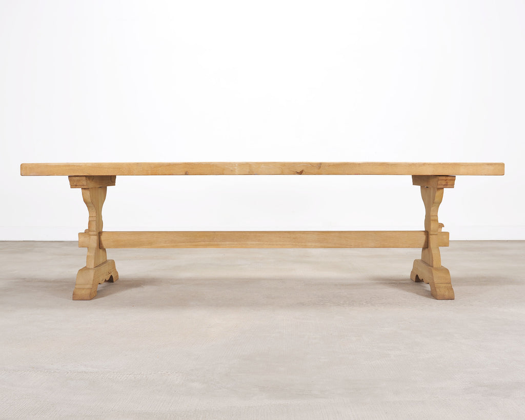 Country French Bleached Oak Farmhouse Dining Table 8.5 Ft