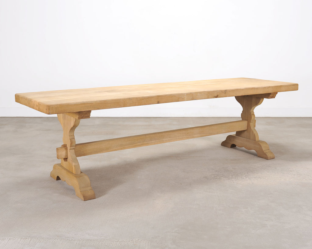 Country French Bleached Oak Farmhouse Dining Table 8.5 Ft