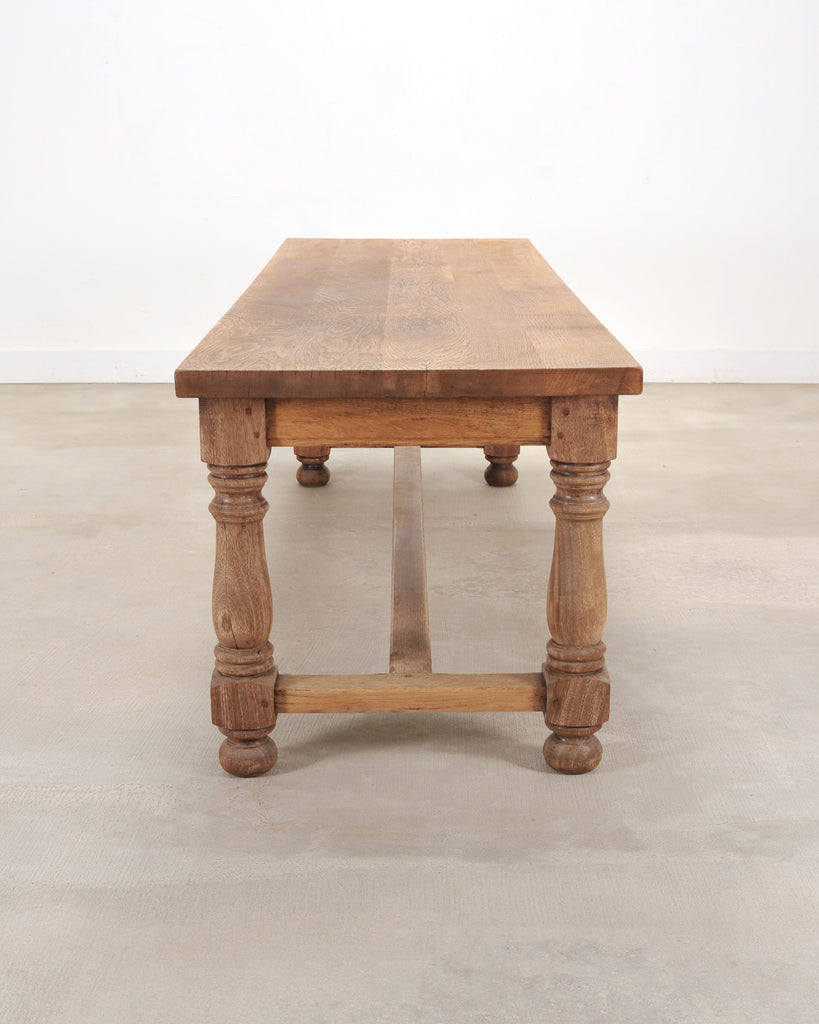 Country French Provincial Bleached Oak Farmhouse Dining Table 8 Ft