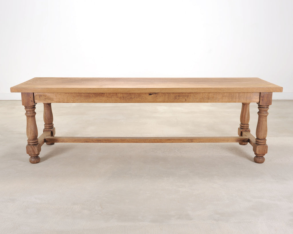 Country French Provincial Bleached Oak Farmhouse Dining Table 8 Ft