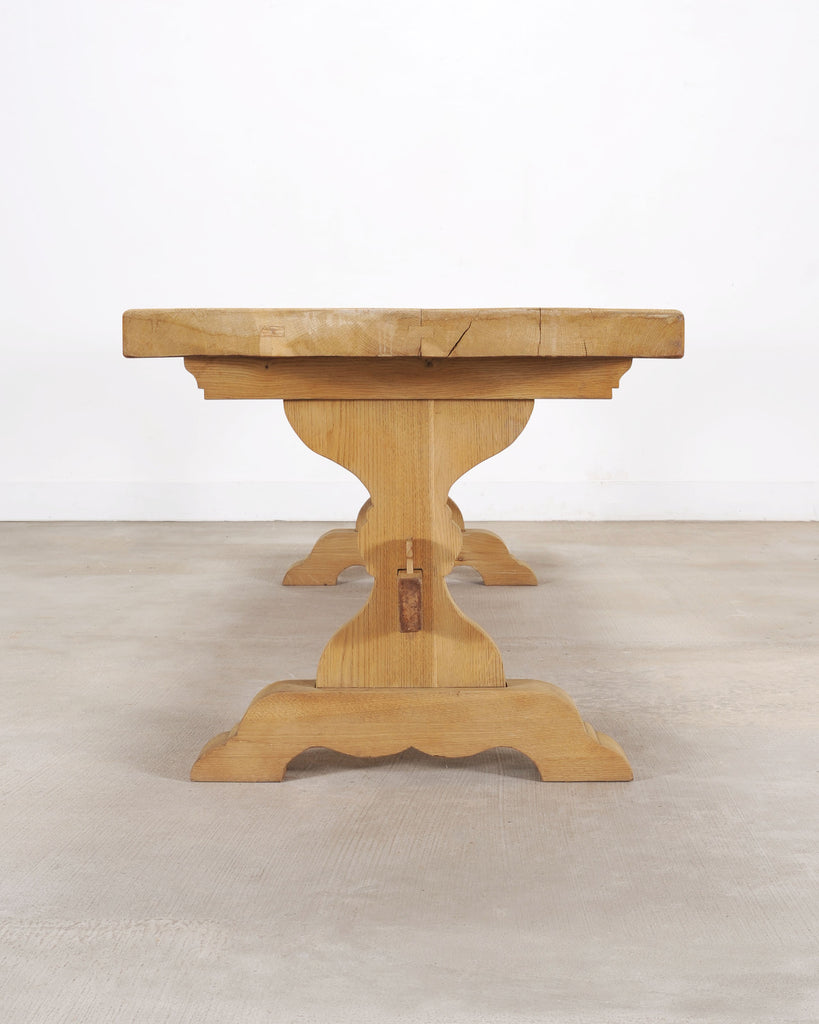 Country French Bleached Oak Farmhouse Dining Table 8.5 Ft