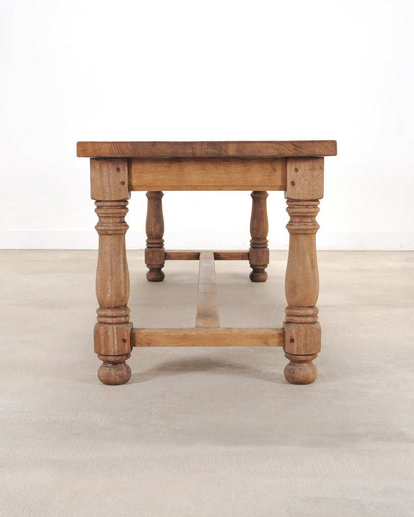 Country French Provincial Bleached Oak Farmhouse Dining Table 8 Ft