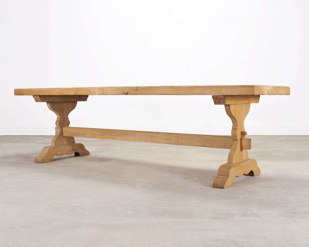 Country French Bleached Oak Farmhouse Dining Table 8.5 Ft