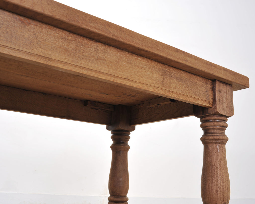 Country French Provincial Bleached Oak Farmhouse Dining Table 8 Ft