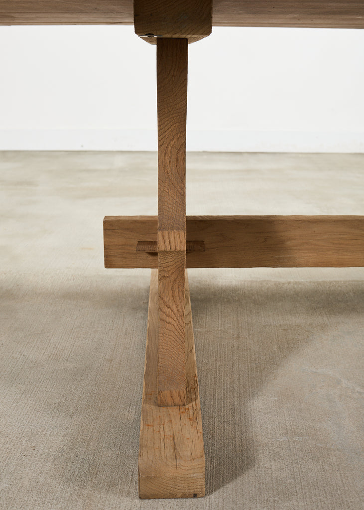 Country French Bleached Oak Farmhouse Trestle Dining Table 8 Ft