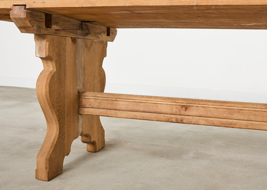 Country French Provincial Bleached Oak Farmhouse Dining Table