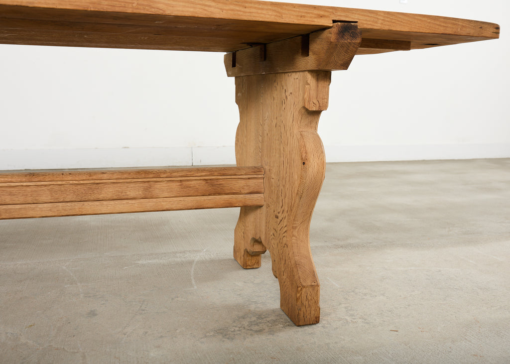 Country French Provincial Bleached Oak Farmhouse Dining Table