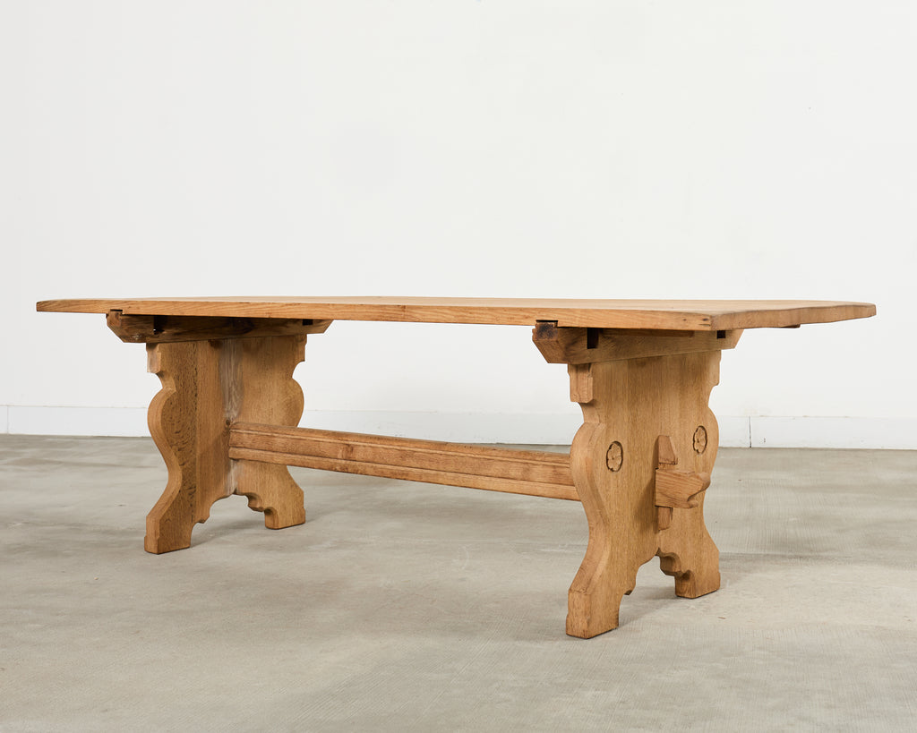Country French Provincial Bleached Oak Farmhouse Dining Table
