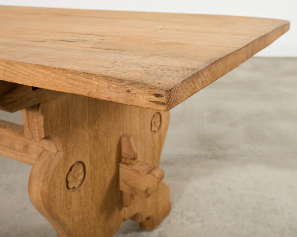 Country French Provincial Bleached Oak Farmhouse Dining Table
