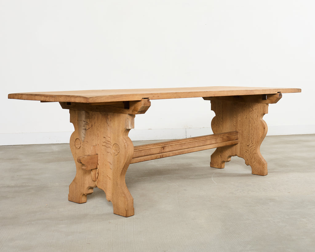 Country French Provincial Bleached Oak Farmhouse Dining Table