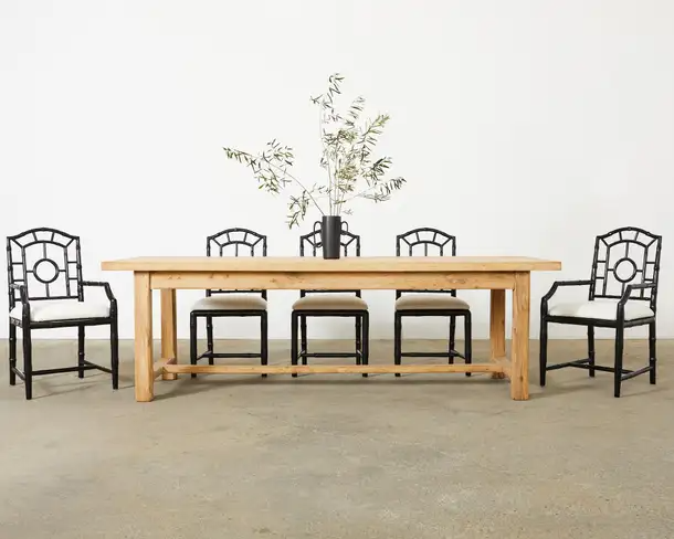 Country French Farmhouse Bleached Oak Trestle Dining Table