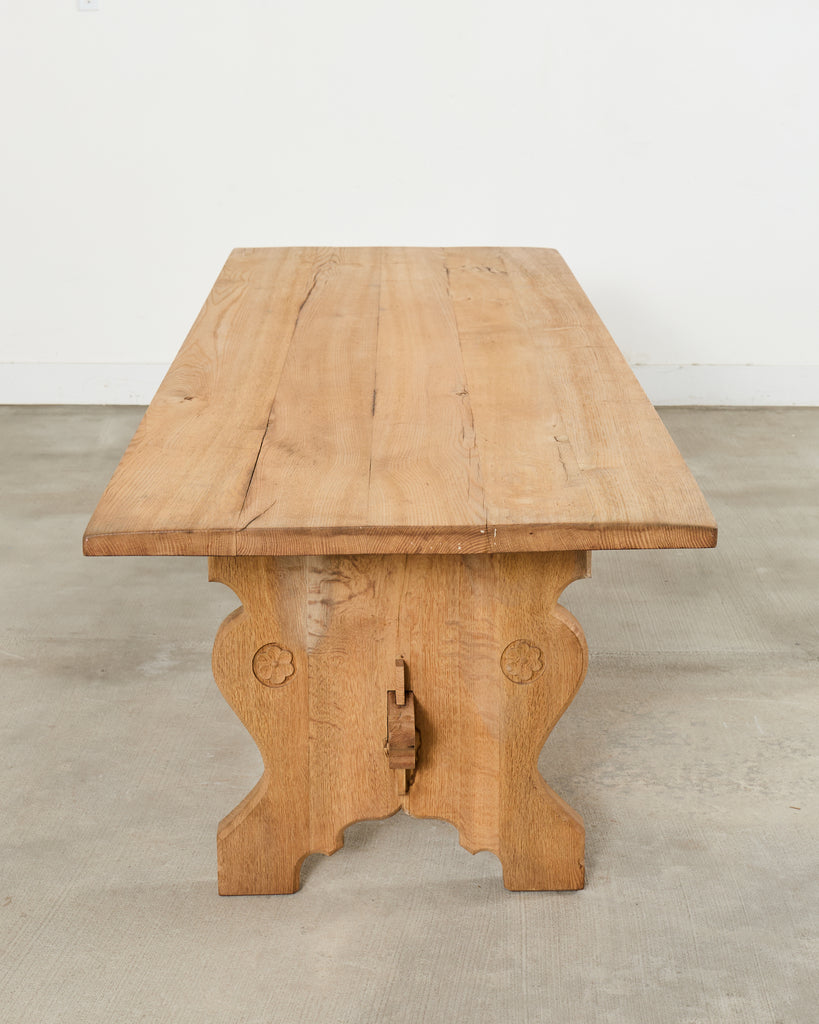 Country French Provincial Bleached Oak Farmhouse Dining Table