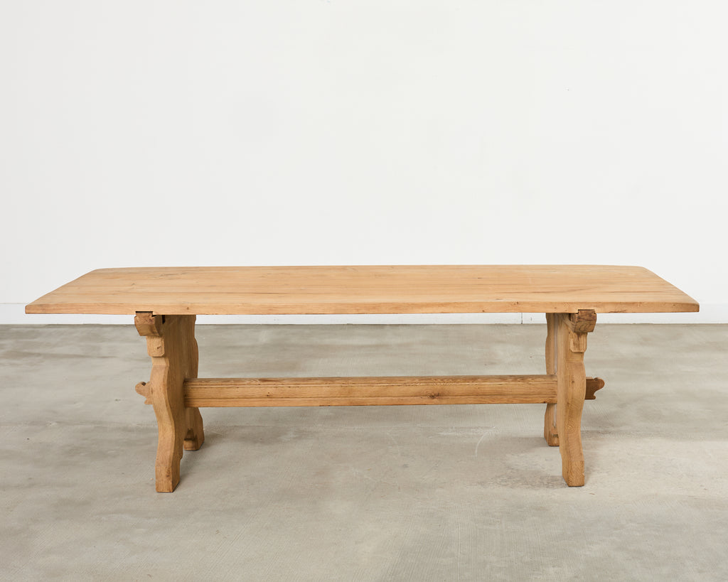 Country French Provincial Bleached Oak Farmhouse Dining Table