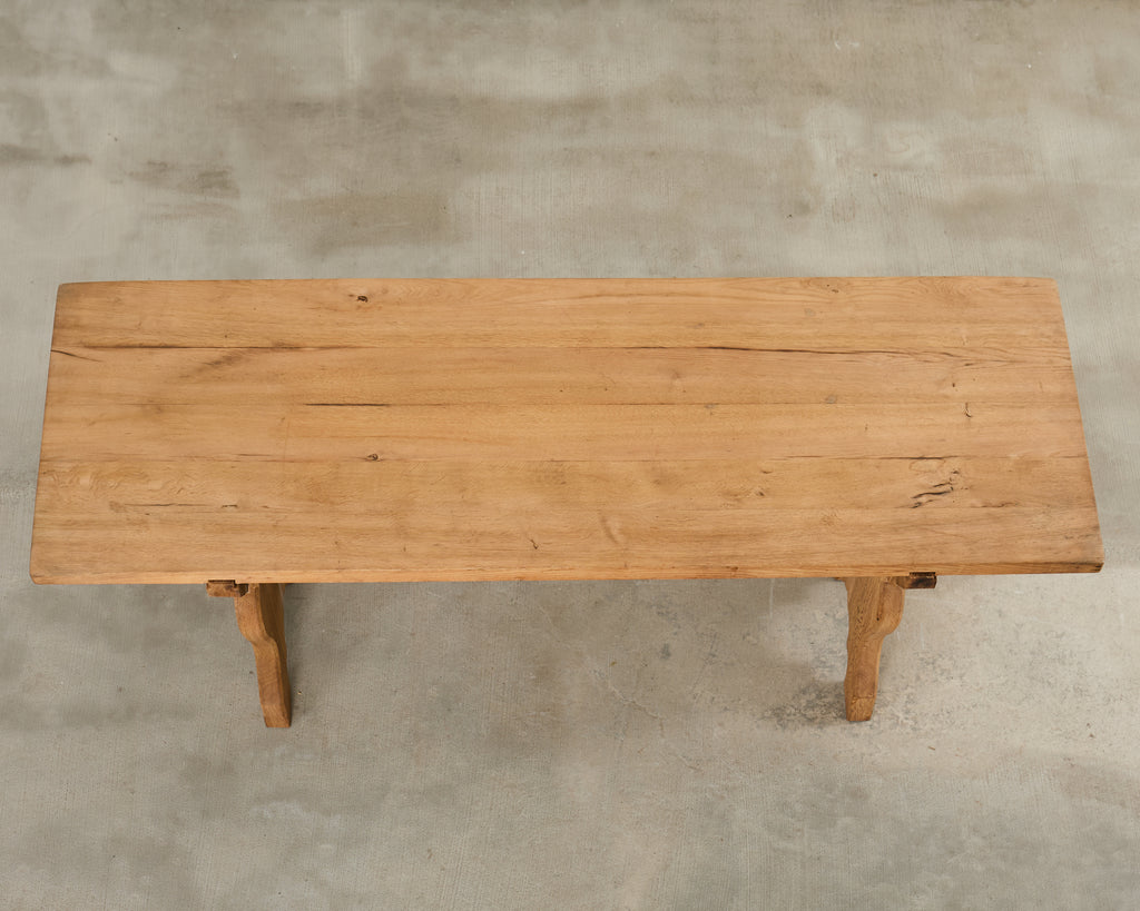 Country French Provincial Bleached Oak Farmhouse Dining Table
