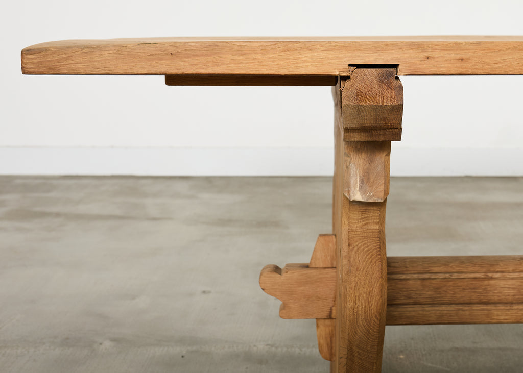 Country French Provincial Bleached Oak Farmhouse Dining Table