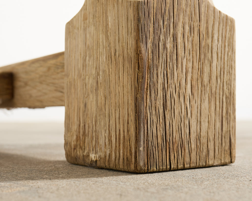 20th Century Country French Bleached Oak Trestle Dining Table
