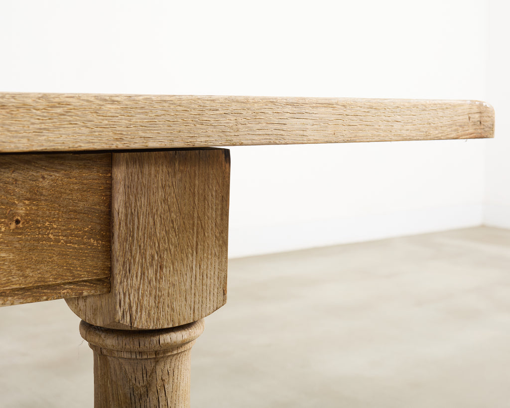 20th Century Country French Bleached Oak Trestle Dining Table