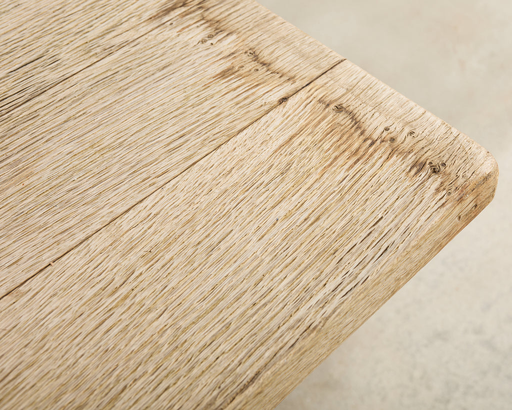 20th Century Country French Bleached Oak Trestle Dining Table