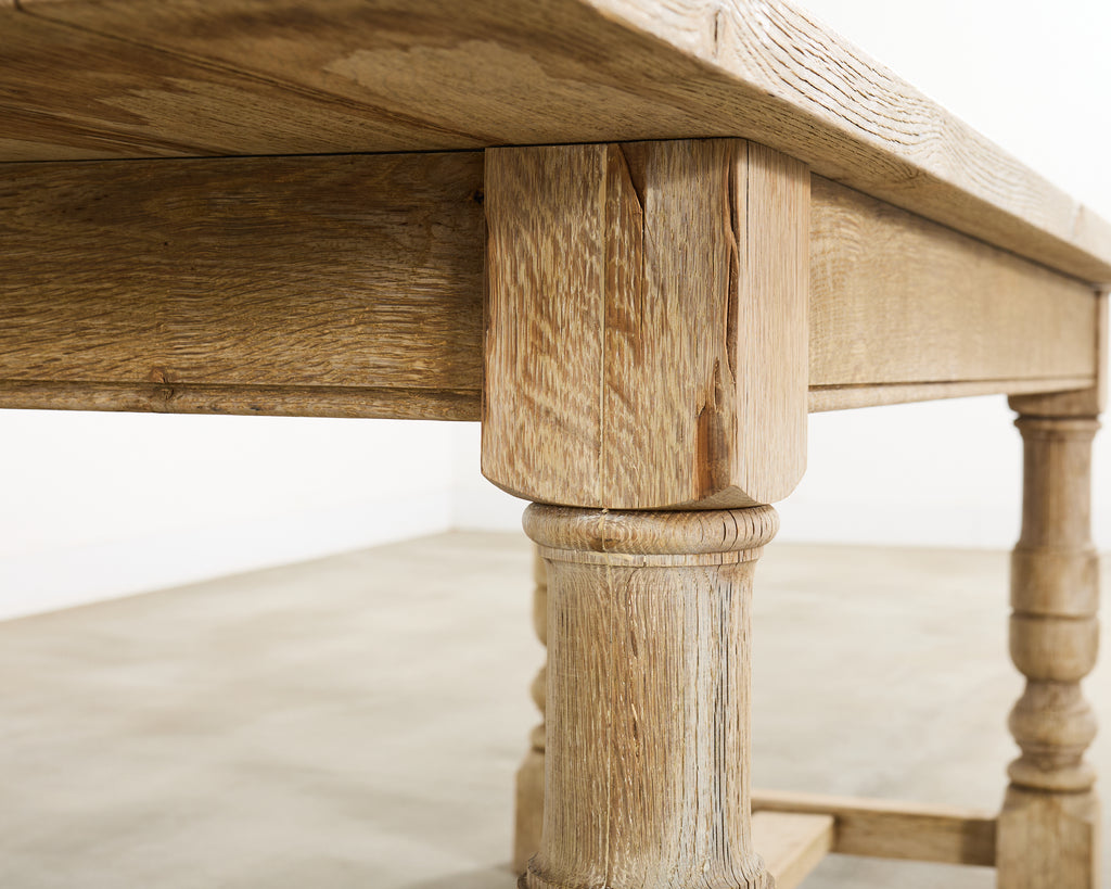 20th Century Country French Bleached Oak Trestle Dining Table
