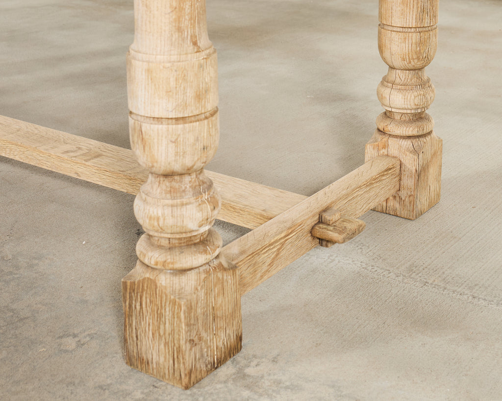 20th Century Country French Bleached Oak Trestle Dining Table