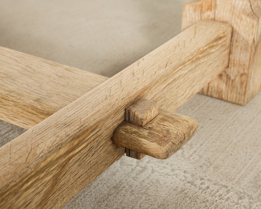 20th Century Country French Bleached Oak Trestle Dining Table